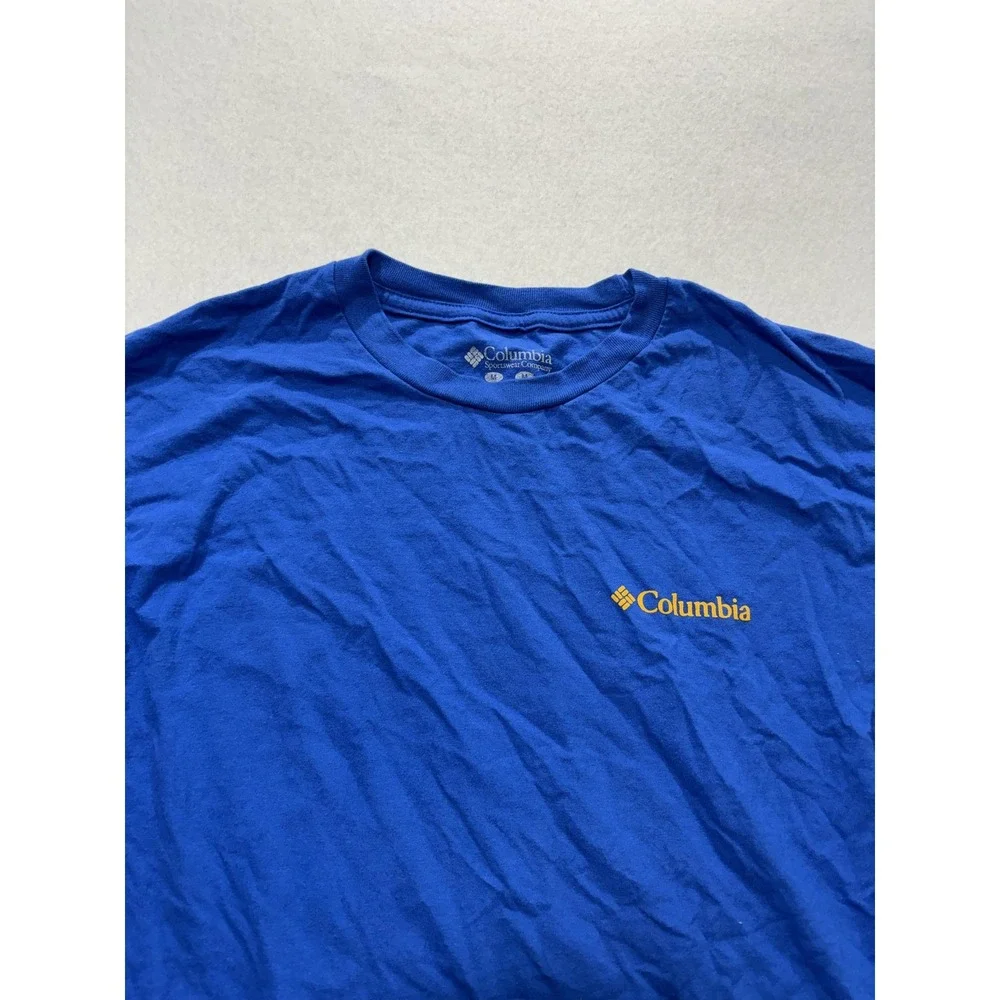 Columbia Shirt Mens Medium Blue Desert Cactus Graphic Tee Cotton Outdoor Hiking